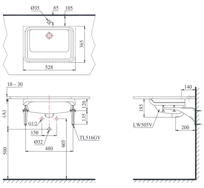 Chậu rửa lavabo âm bàn chữ nhật-TOTO