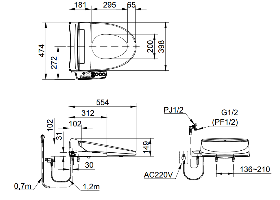 Nắp rửa điện tử -INAX-CW-KB22AVN