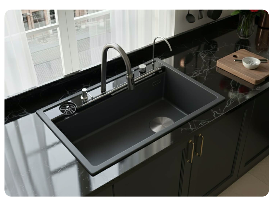 Bồn rửa chén đá Granite Việt Mỹ- E1NP