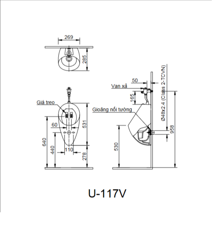 Bồn tiểu nam-INAX- U-117V