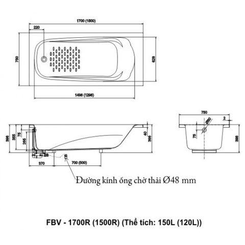 Bồn tắm -INAX- OCEAN FBV-1700R