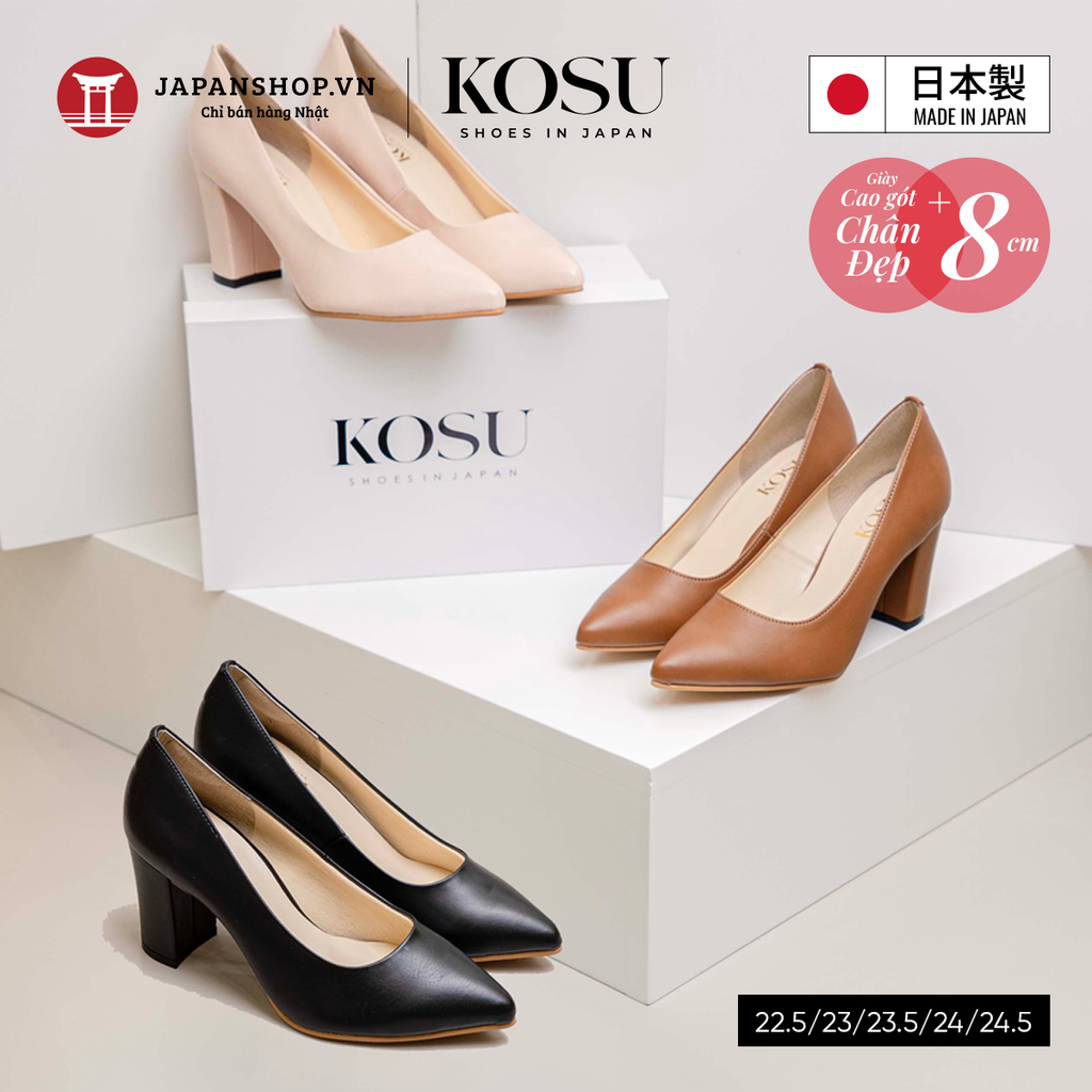 Giày da nữ đế vuông 8cm Kosu K-22006