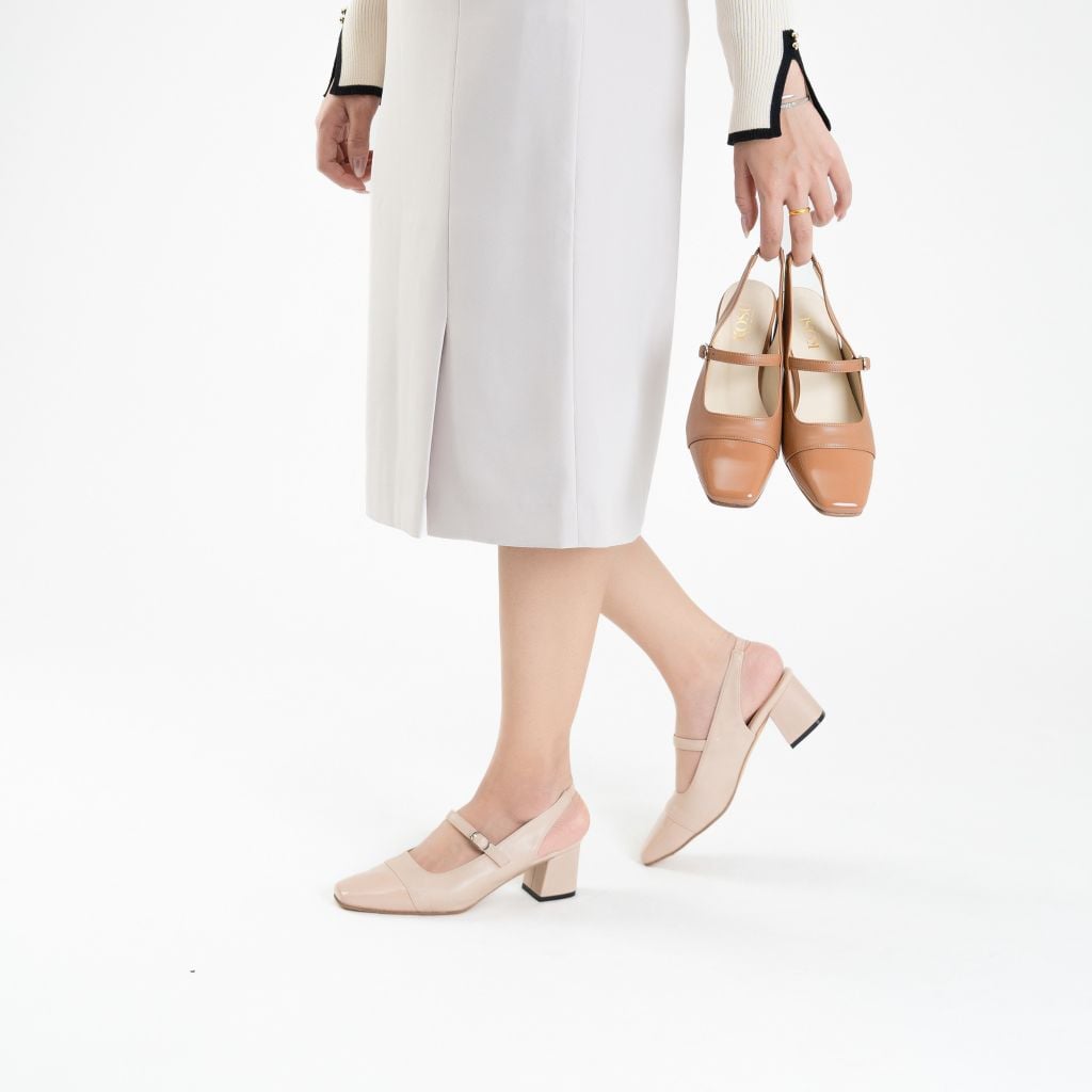 Giày da mũi vuông yumi 6cm kosu K-25050