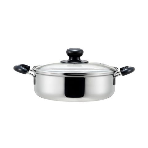 Nồi inox đáy nông made in Japan Yoshikawa 24cm SJ2186