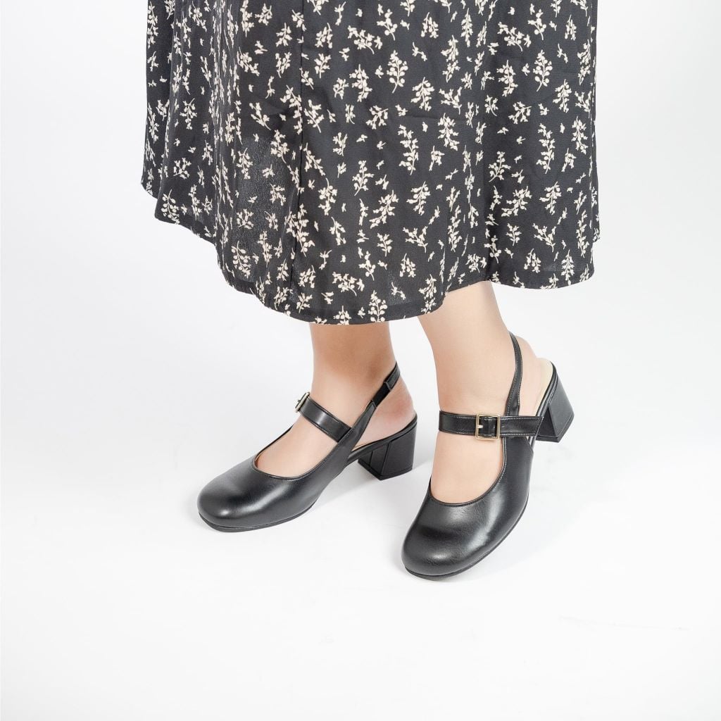 Giày da mũi tròn 5cm Slingback Kosu 2028