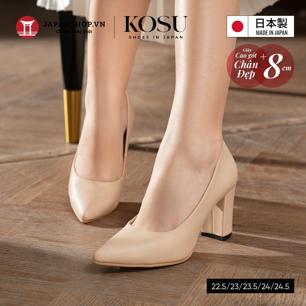 Giày da nữ đế vuông 8cm Kosu K-22006