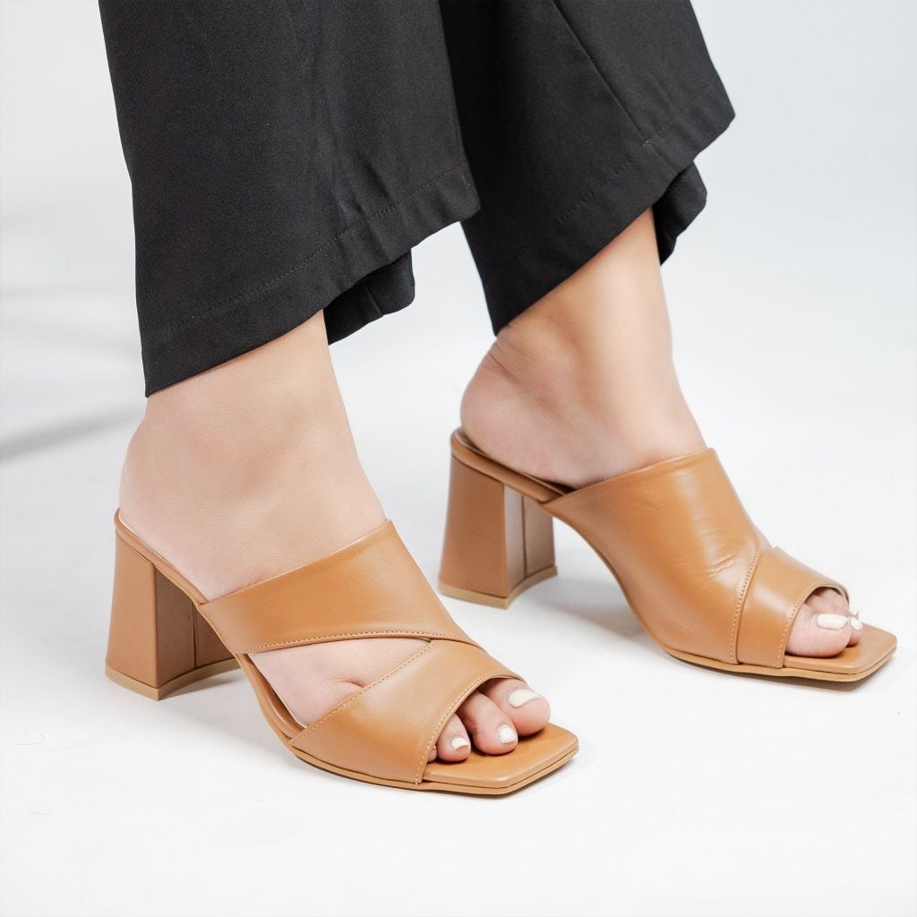 Dép cao gót nữ da thật 7cm Kosu S-3008