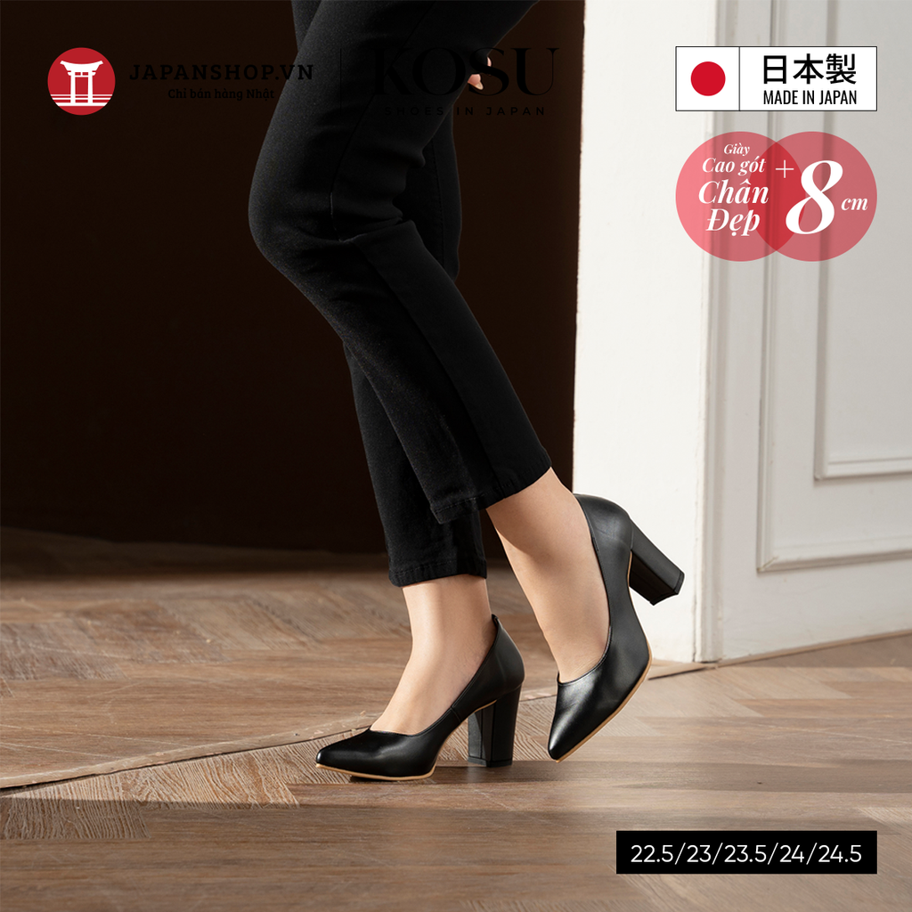 Giày da nữ đế vuông 8cm Kosu K-22006
