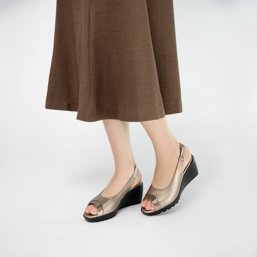 Sandal đế xuồng 7,5cm sequin Kosu K-24011