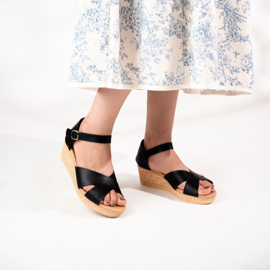 Sandal đế xuồng Ankle Strap 8cm Kosu K-25M27