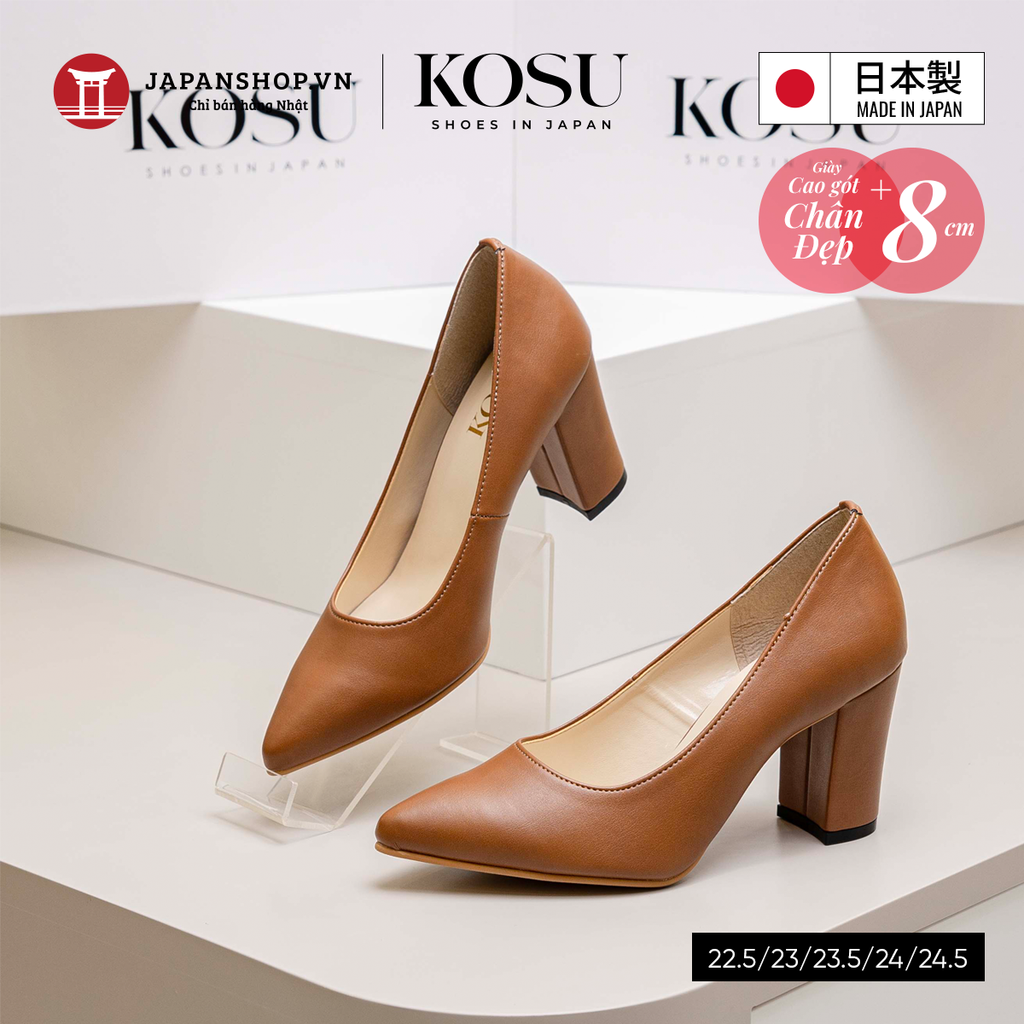 Giày da nữ đế vuông 8cm Kosu K-22006