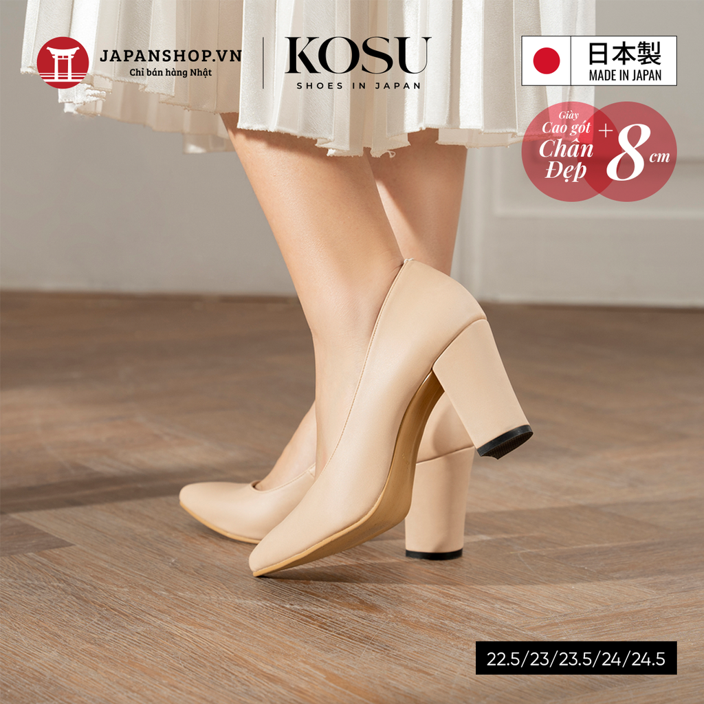 Giày da nữ đế vuông 8cm Kosu K-22006
