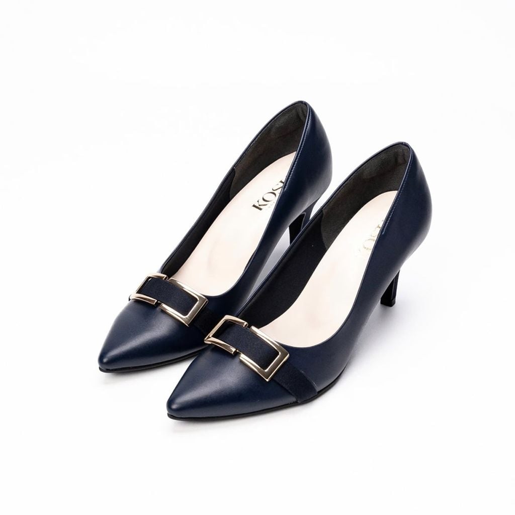 Giày da nữ đính nơ chữ nhật 8cm Kosu K-24383