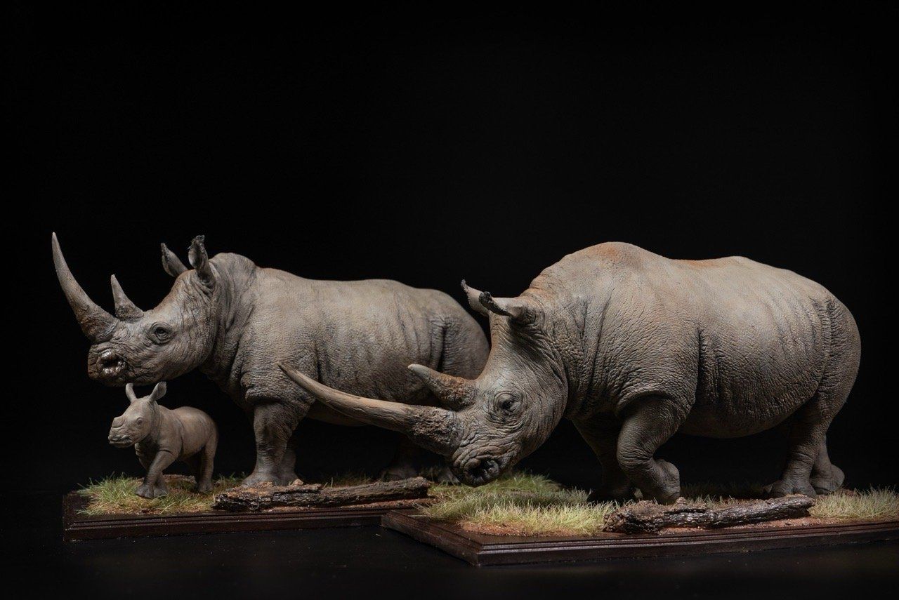  Mô hình động vật Tê giác trắng tỷ lệ 1/10 & 1/15 Declay studio. 