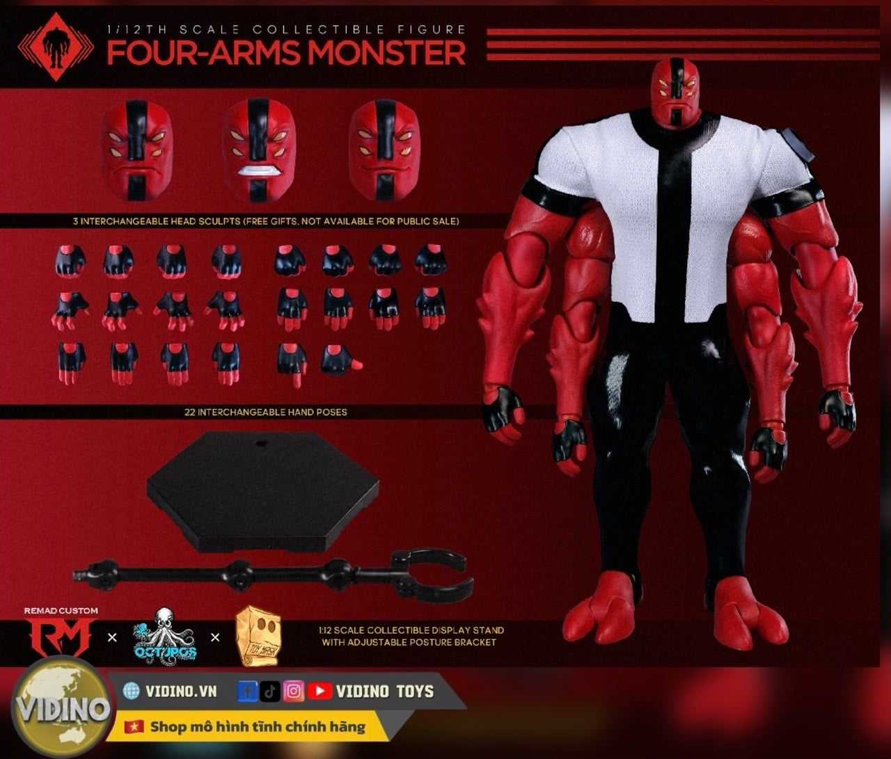  Mô hình Ben 10 Four Arms REMAD X Octopus Toys  tỷ lệ 1/12 | 𝐕𝐈𝐃𝐈𝐍𝐎.𝐕𝐍. 