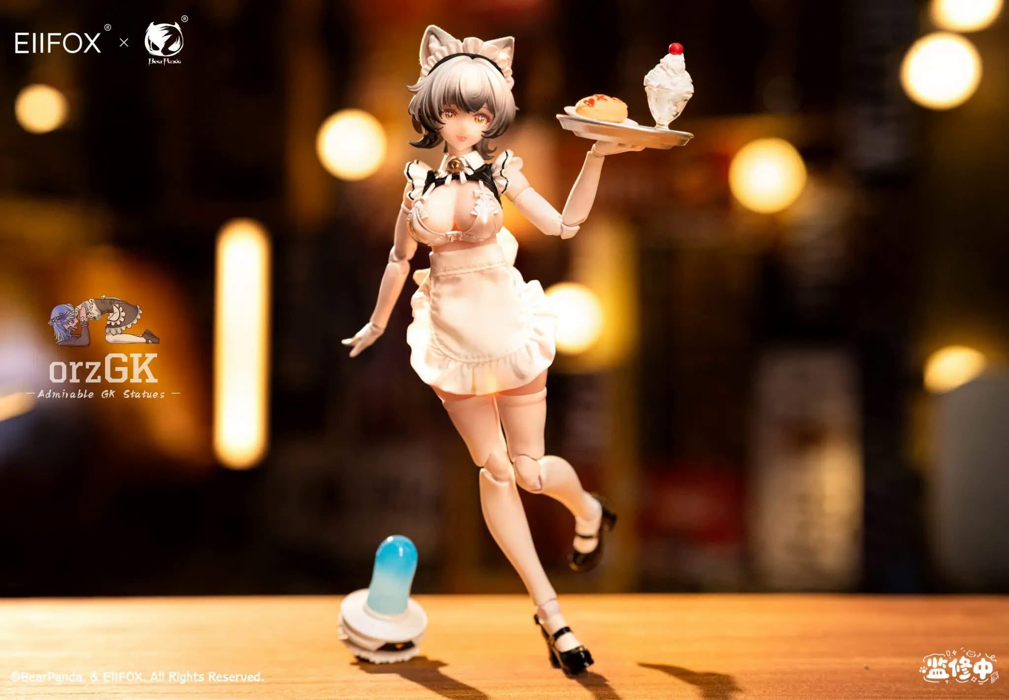  Mô hình action figure nữ hầu mèo  Litte Pudding EllFOX x BearPanda tỷ lệ 1/12 | .. 