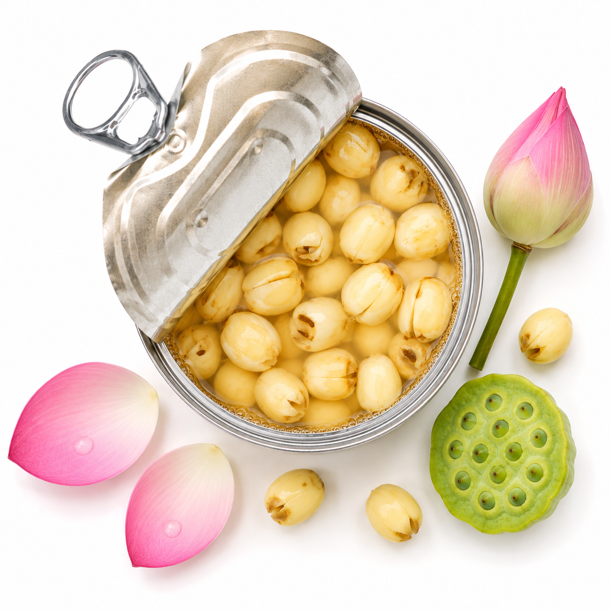  Hạt sen nước đường đóng lon 