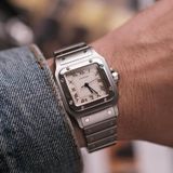  1990's Cartier Santos Galbée Steel Quartz Roman Dial Ref 987901 