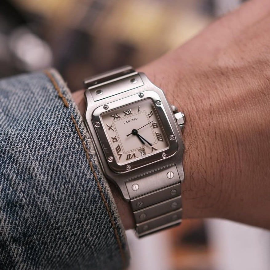  1990's Cartier Santos Galbée Steel Quartz Roman Dial Ref 987901 