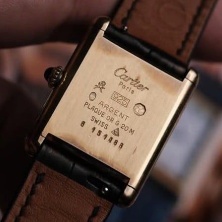  VINTAGE 1970’S MUST DE CARTIER TANK BLACK SPIDER WEB DIAL – REF. 6 