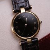  1980's Must de Cartier Vendome Ref.18 Tortoise Lacquer Brown Wood Grain Dial 