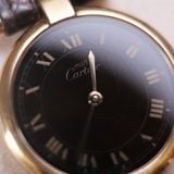  1980's Must de Cartier Vendome Ref.18 Tortoise Lacquer Brown Wood Grain Dial 