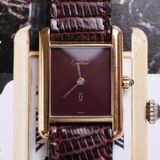  VINTAGE 1980’S MUST DE CARTIER TANK SM RED BURGUNDY DIAL – REF. 3 66001 