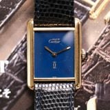  VINTAGE 1970’S MUST DE CARTIER TANK BLUE LACQUER DIAL – REF. 6 