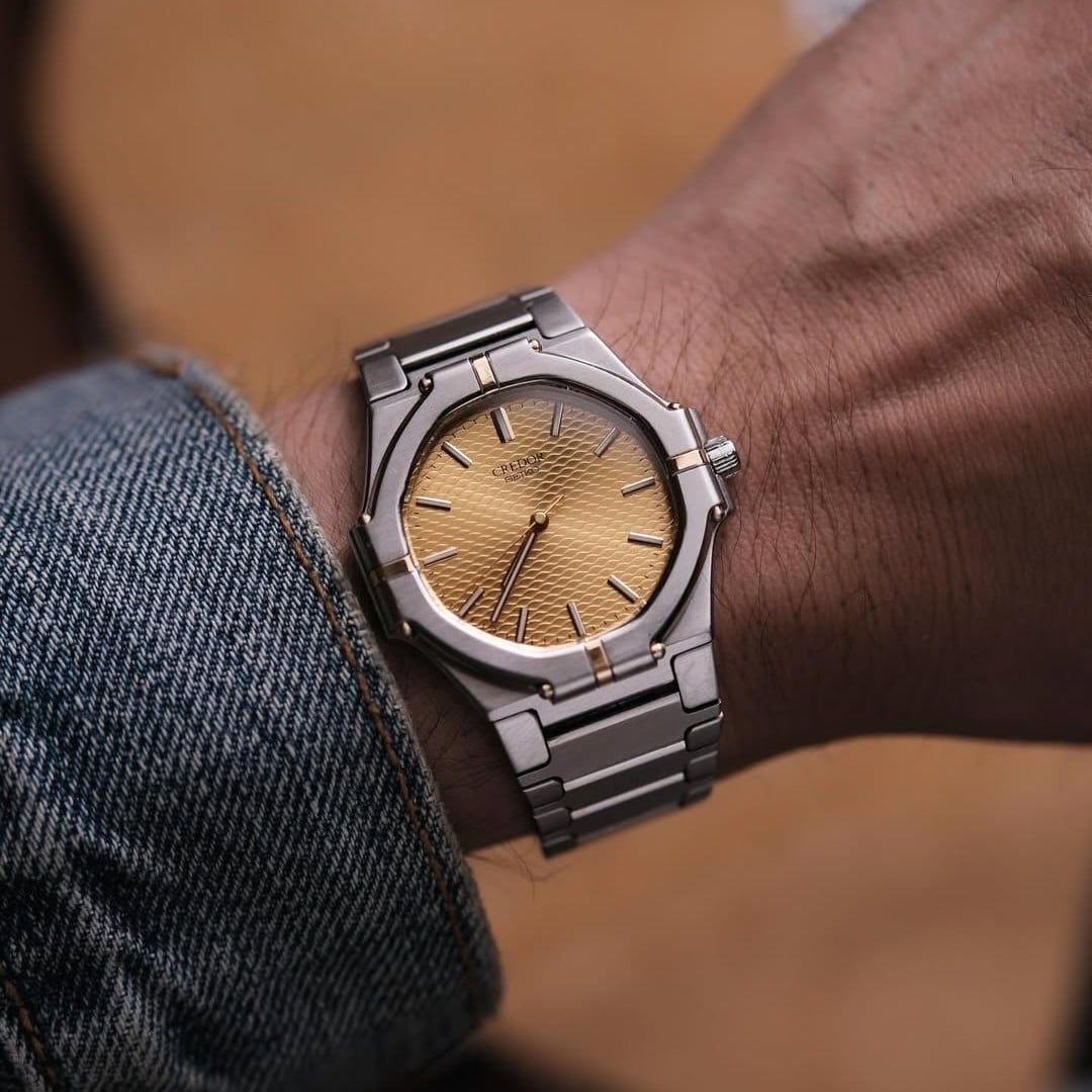  From 1981 Seiko Credor Twin Quartz Ref.9461-5010 Golden Wavy Dial 