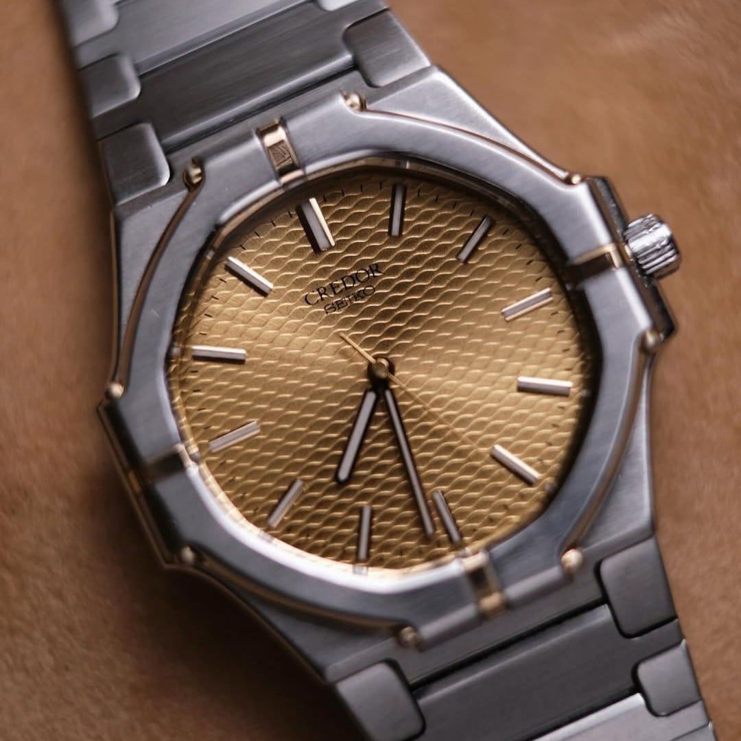  From 1981 Seiko Credor Twin Quartz Ref.9461-5010 Golden Wavy Dial 