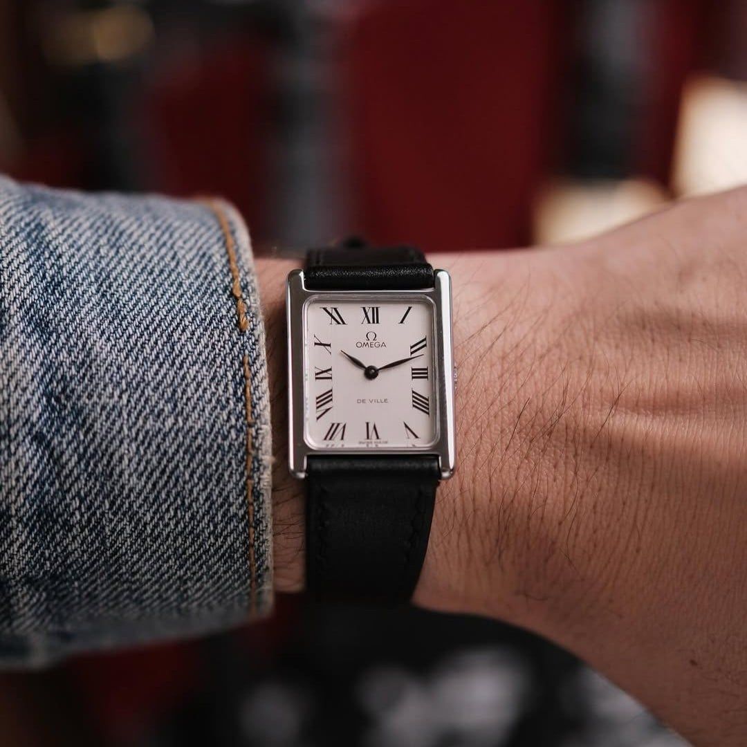  From 1970 Vintage Omega De Ville White Roman Tank Ref. 511.0404 