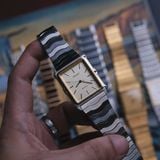  VINTAGE 1980's ORIENT TWO-TONE QUARTZ WAVY BRACELET 