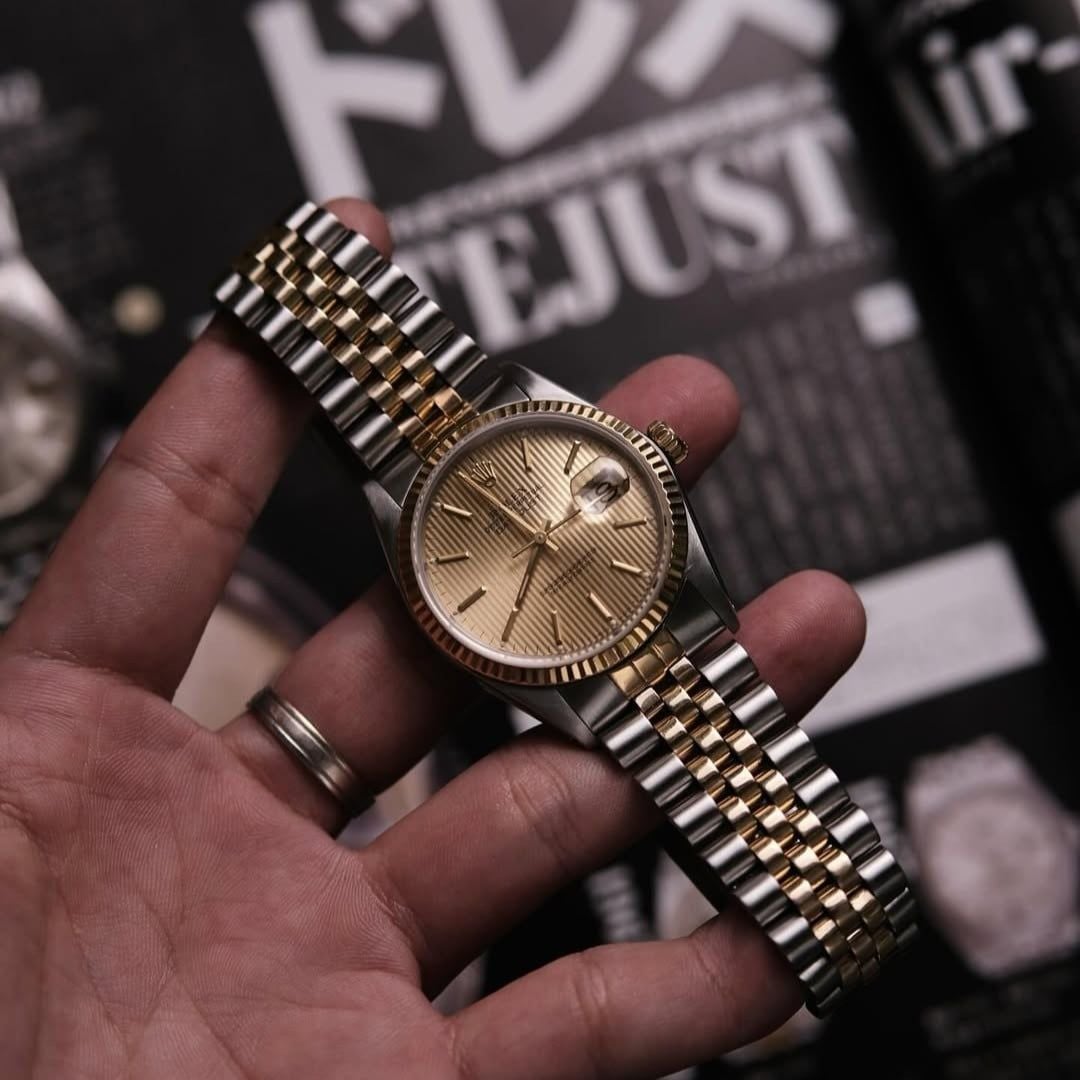  VINTAGE ROLEX DATEJUST REF. 16013 TWO-TONE TAPESTRY DIAL FROM 1986 