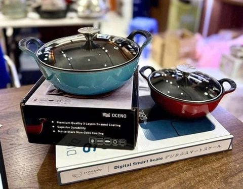 Nồi chảo gang Oceno Nhật Bản size 20cm, hoặc 25cm