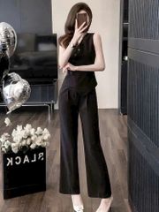 Set áo gile + quần suông công sở