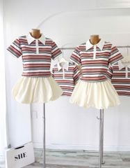 Sét áo thun sọc phối chân váy bí