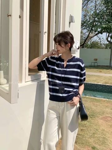 Áo thu kẻ style Hàn
