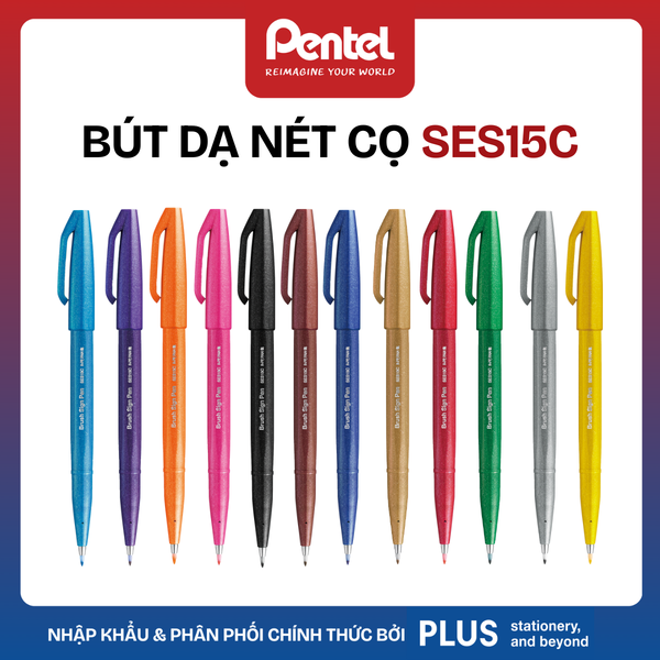 Bút Dạ Nét Cọ Pentel SES15C – Brush Pen | Viết Chữ Nghệ Thuật & Bullet Journal
