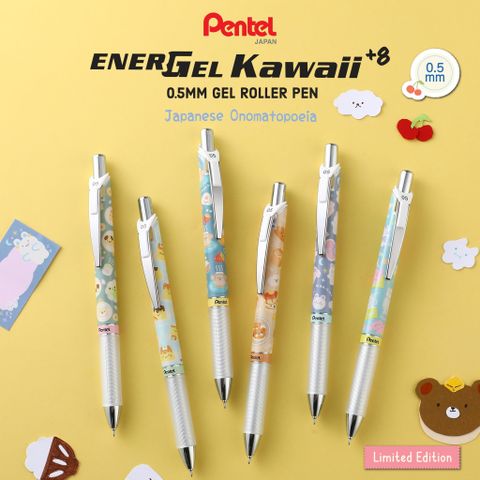 Set 6 Cây Bút Gel Pentel EnerGel Kawaii+ Phiên Bản 8 (Gen 8)