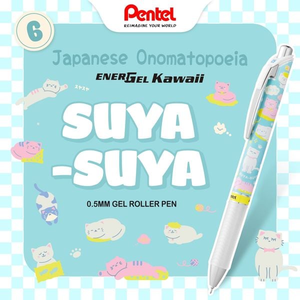 Set 6 Cây Bút Gel Pentel EnerGel Kawaii+ Phiên Bản 8 (Gen 8)
