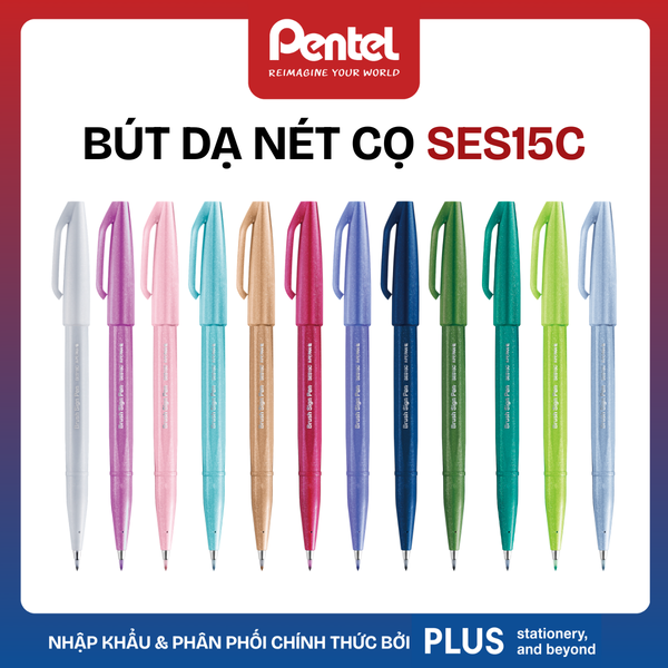 Bộ 6/Bộ 12 Bút Dạ Nét Cọ Pentel SES15C – Brush Pen | Viết Chữ Nghệ Thuật & Bullet Journal