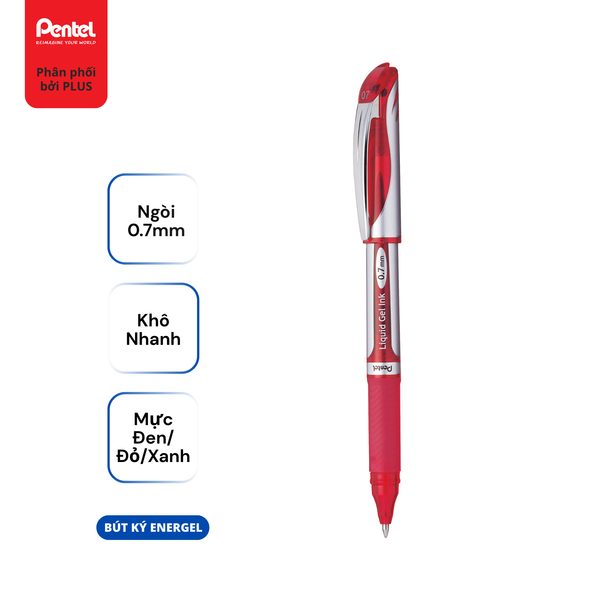 Bút Gel Pentel Energel BL57 – Ngòi 0.7mm – Khô Nhanh – Mực Đen/Đỏ/Xanh