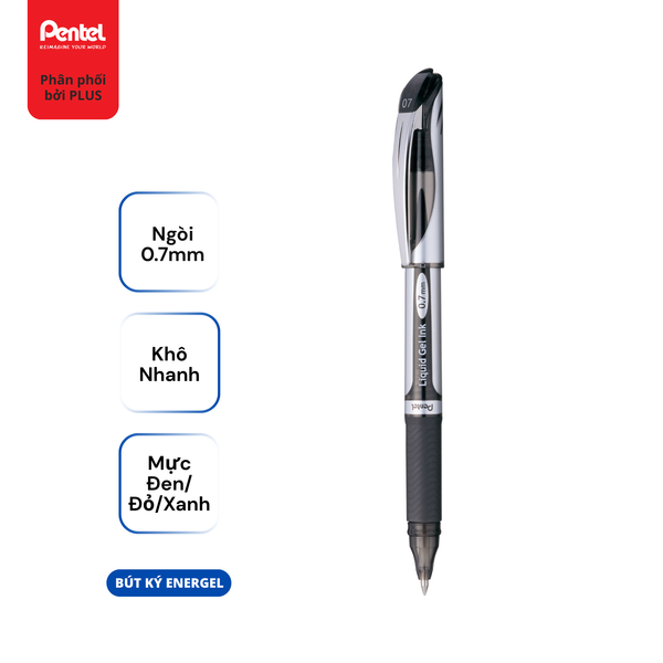 Bút Gel Pentel Energel BL57 – Ngòi 0.7mm – Khô Nhanh – Mực Đen/Đỏ/Xanh