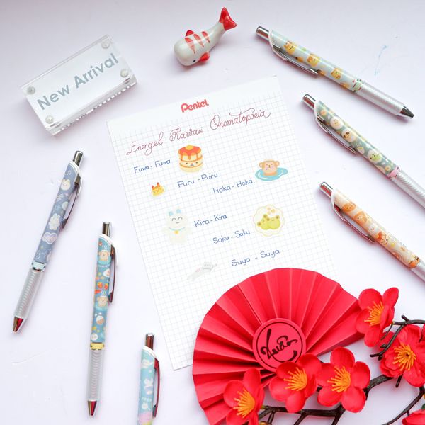 Bút Gel Pentel Energel Kawaii+ Pixel Art BLN75KW 0.5mm Phiên Bản Giới Hạn