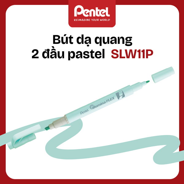 Bút Dạ Quang 2 Đầu Pentel SLW11P – Bút Highlight Pastel Siêu Xinh, Viết – Vẽ – Trang Trí Dễ Dàng