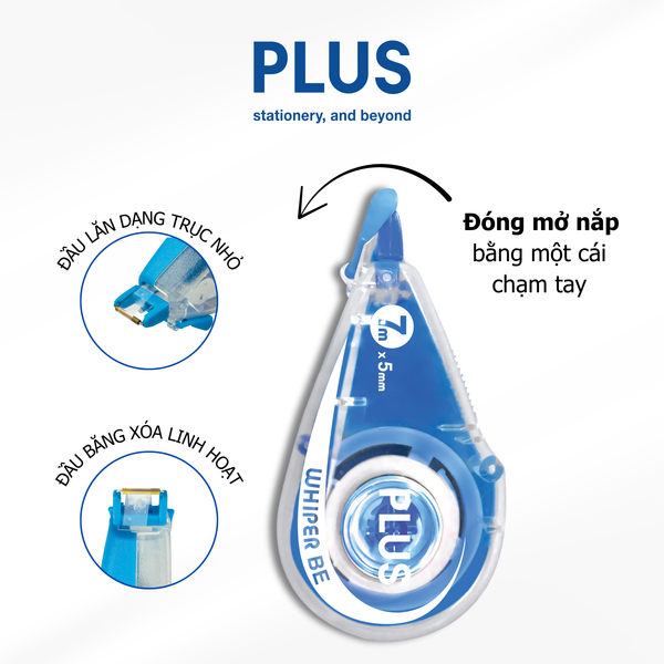 Băng xóa BE Happy Colour 2025 – 4 màu tươi sáng, đầu lăn mượt, dài 7m