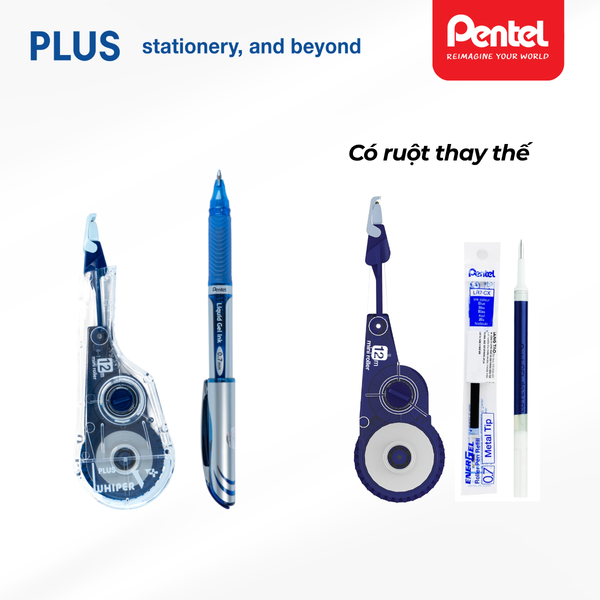 Combo Bút Pentel EnerGel BL57 & Băng Xóa Whiper V PLUS