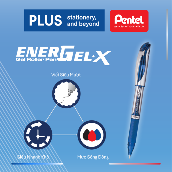 Combo Bút Pentel EnerGel BL57 & Băng Xóa Whiper V PLUS
