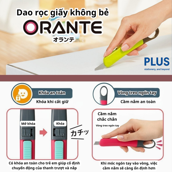 Dao Rọc Giấy Orante PLUS - Chống Gỉ, Khóa Cài An Toàn