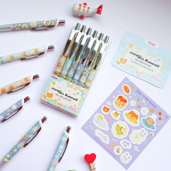 Set 6 Cây Bút Gel Pentel EnerGel Kawaii+ Phiên Bản 8 (Gen 8)